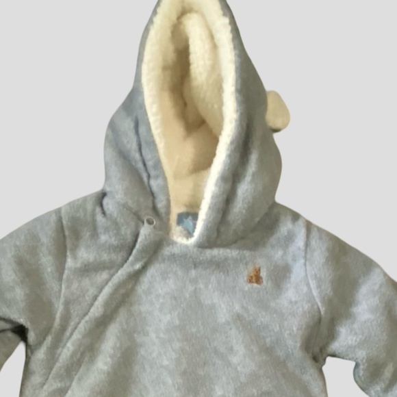 Gap Baby 3-6 mths Light Heather Grey Sherpa Lined Fleece Bundler-3-6 mths - Picture 4 of 13